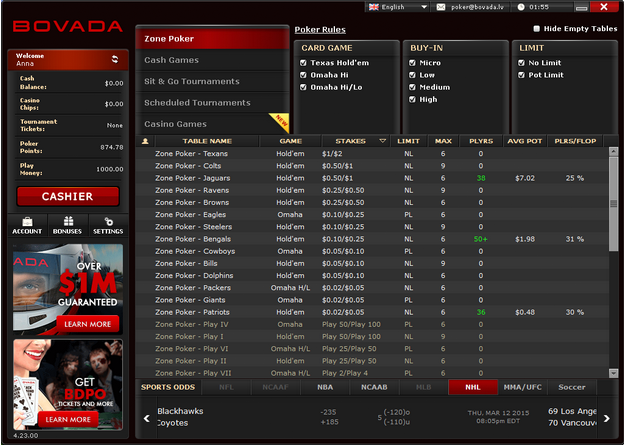 Bovada Poker Lobby Bovada Poker Lobby